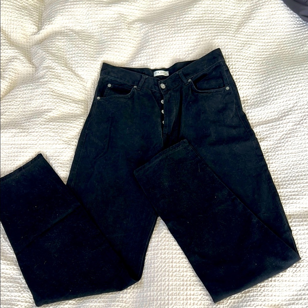 Ted Baker Men's Black sueded cotton 90’s pants.